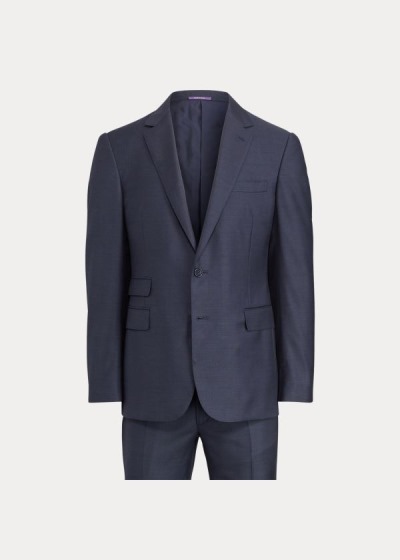 Trajes Ralph Lauren Hombre Azul Marino - Gregory Wool Sharkskin - ZDWUN0312